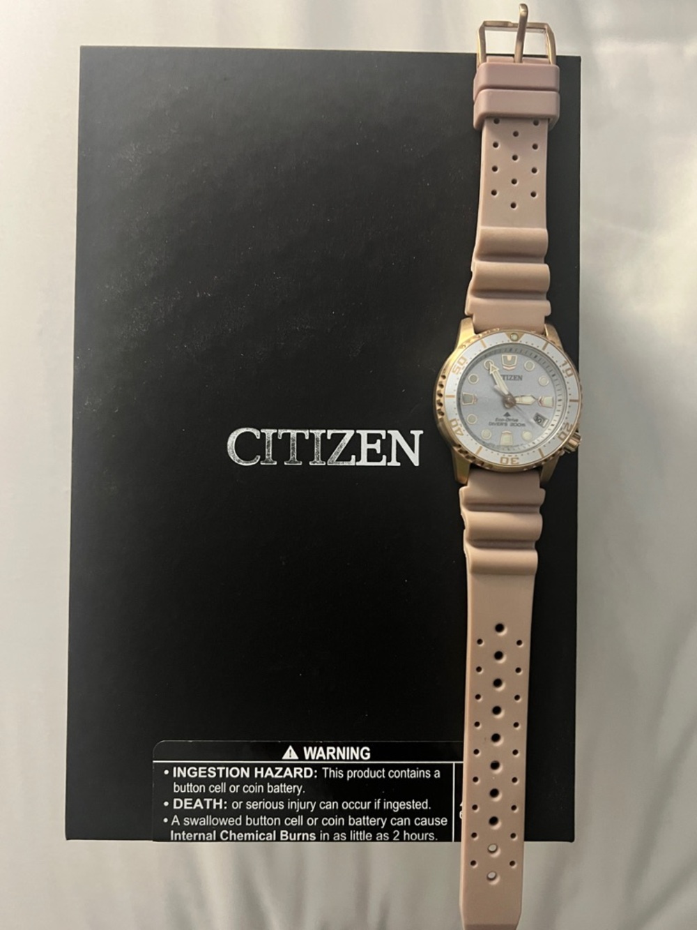 Citizen Promaster Dive - Gold-Tone Watch with Blush Pink Strap and White Dial